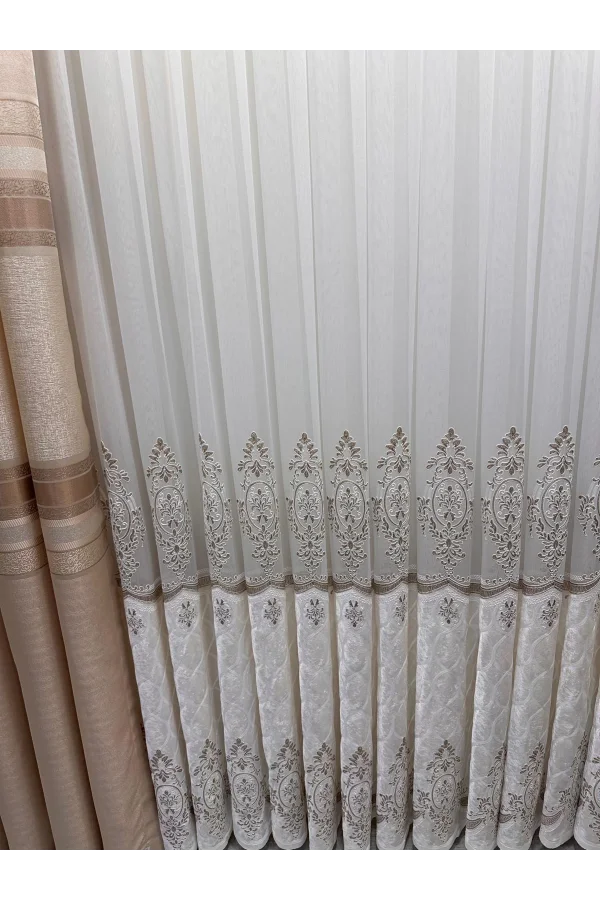 NİVEMESHOME VELVET DRIPPING 1/3 DENSE PLEATED TULLE CURTAIN APM