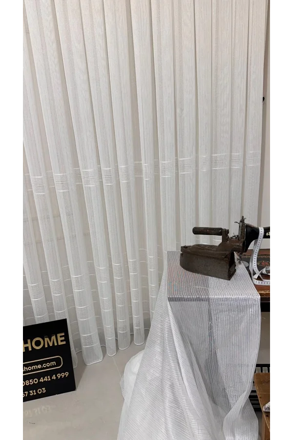 NİVEMESHOME KARAN GOLD 1/3 SIK PİLELİ TÜLL RANDEVO PERDE APM