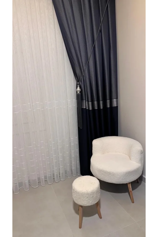 NİVEMESHOME KARAN SILBER 1/3 GEFALTETER TÜLL VORHANG APM