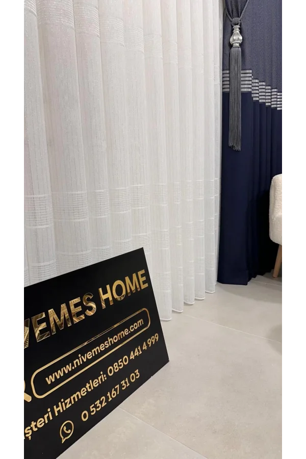 NİVEMESHOME KARAN SILBER 1/3 GEFALTETER TÜLL VORHANG APM