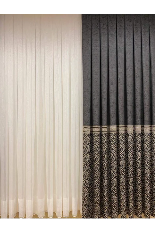 NİVEMESHOME KARE DESIGNS 1/3 DENSE PLEATED MODERN TÜL CURTAIN APM