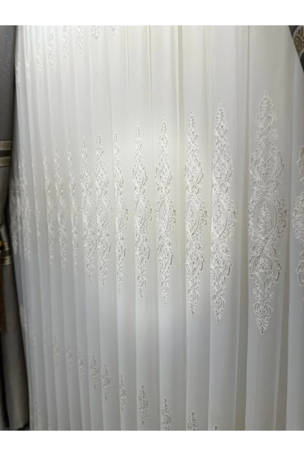 NİVEMESHOME KAREL GOLD DETAYLI 4529 1/3 SIK PİLELİ TÜL PERDE APM