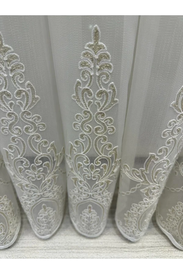 NİVEMESHOME KAREL GOLD DETAYLI 4529 1/3 SIK PİLELİ TÜL PERDE APM