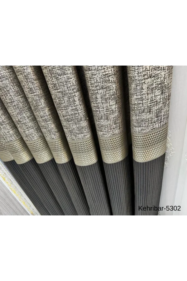 NİVEMESHOME KEHRİBAR FT614162 ANTRASİT V-5302 لوحة خلفية ستارة ملونة بالثلثين غير مكدسة APM