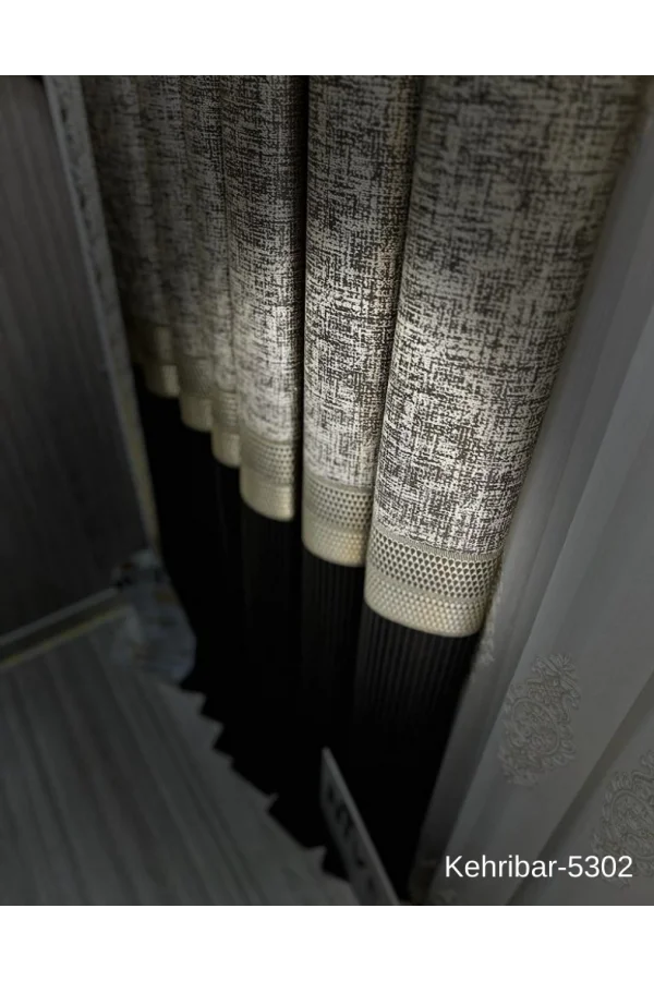 NİVEMESHOME KEHRİBAR FT614162 ANTRASİT V-5302 لوحة خلفية ستارة ملونة بالثلثين غير مكدسة APM