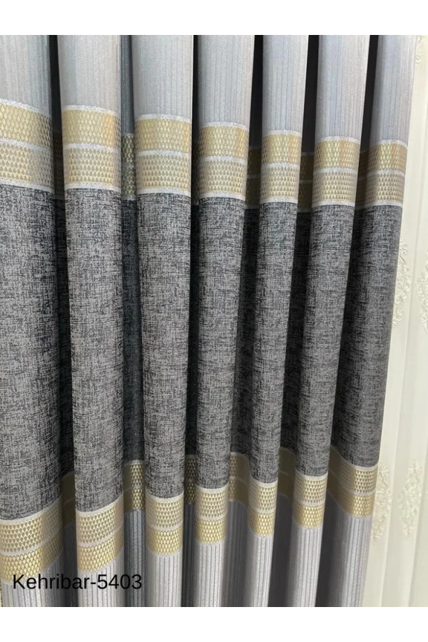 NİVEMESHOME KEHRİBAR FT614162 GRİ V-5403 PANO FON PERDE 1/3 SIK PİLELİ PERDE APM