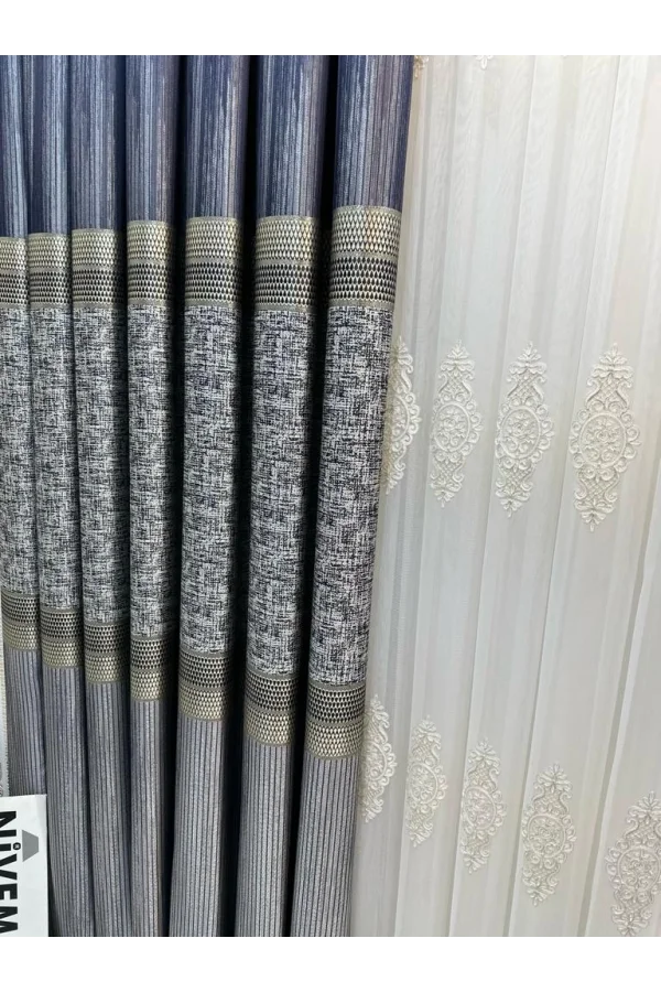 NİVEMESHOME KEHRİBAR FT614162 GÜMÜŞ 1/3 SIK PİLELİ FON PERDE APM