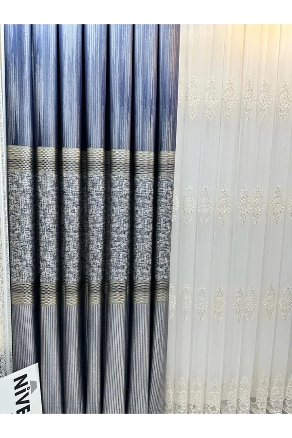 NİVEMESHOME KEHRİBAR FT614162 GÜMÜŞ 1/3 SIK PİLELİ FON PERDE APM