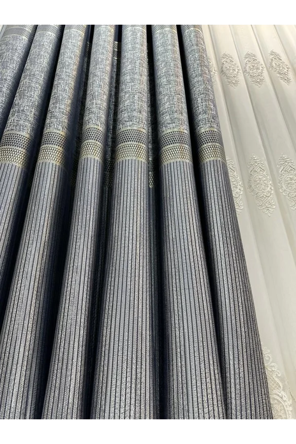 NİVEMESHOME KEHRİBAR FT614162 GÜMÜŞ 1/3 SIK PİLELİ FON PERDE APM