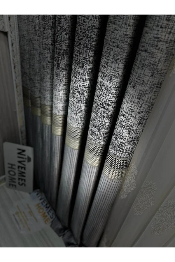 NİVEMESHOME KEHRİBAR FT614162 GÜMÜŞ 1/3 SIK PİLELİ FON PERDE APM