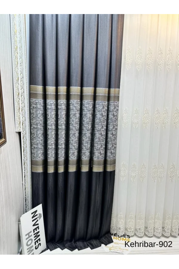 NİVEMESHOME KEHRİBAR FT614162 NERO V-902 TENDA PANNELLO FONESTRA TENDA APM