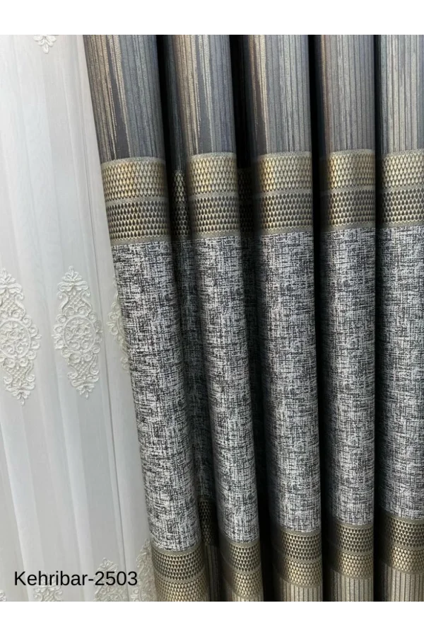 NİVEMESHOME KEHRİBAR FT614162 TOPRAK V-2503 الستارة جانب الأرضيّة المشدودة 1/3 ذات تجاعيد كثيفة APM