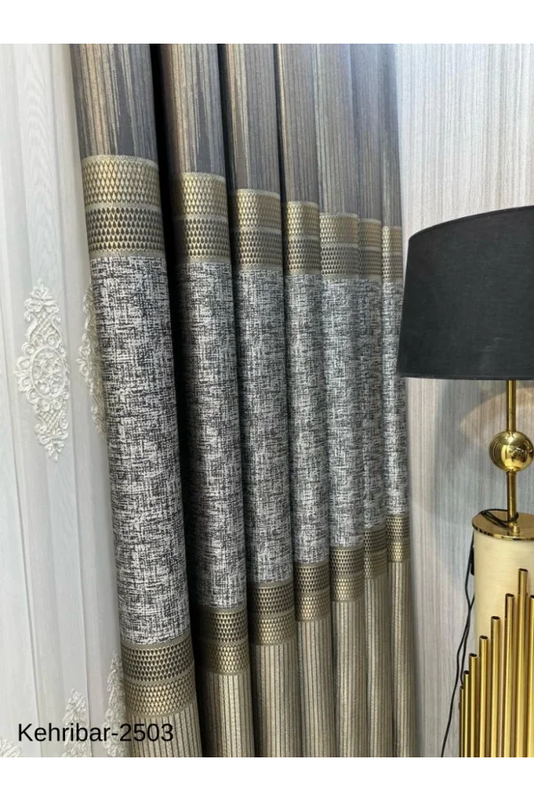 NİVEMESHOME KEHRİBAR FT614162 TOPRAK V-2503 الستارة جانب الأرضيّة المشدودة 1/3 ذات تجاعيد كثيفة APM