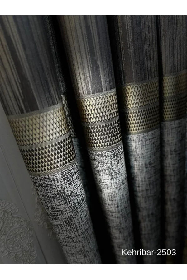 NİVEMESHOME KEHRİBAR FT614162 TOPRAK V-2503 الستارة جانب الأرضيّة المشدودة 1/3 ذات تجاعيد كثيفة APM