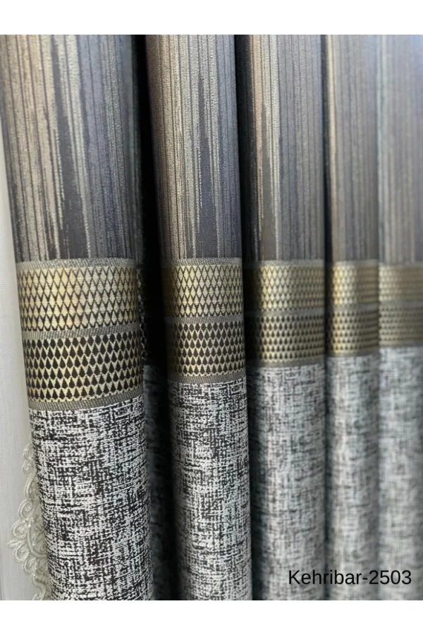 NİVEMESHOME KEHRİBAR FT614162 TOPRAK V-2503 الستارة جانب الأرضيّة المشدودة 1/3 ذات تجاعيد كثيفة APM