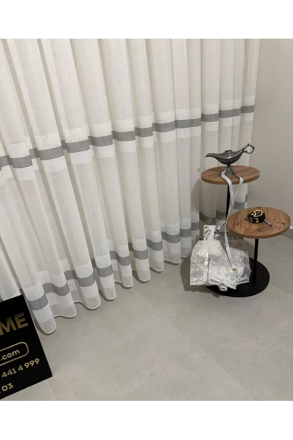 NİVEMESHOME KETEN MAYA W011905.804 1/3 SIK PİLELİ TÜL PERDE APM