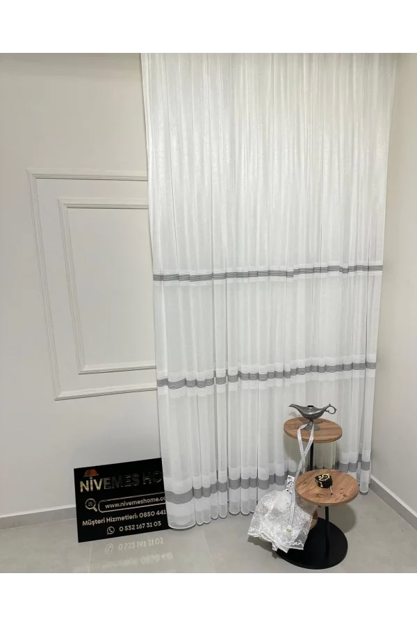 NİVEMESHOME KETEN MAYA W011905.804 1/3 SIK PİLELİ TÜL PERDE APM