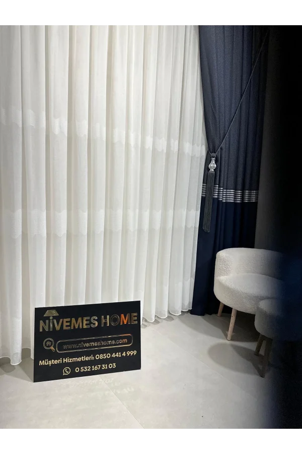 NİVEMESHOME LEINEN VORHANG MIRA W011908.801 1/2,5 ENG GEFALTETER TÜLL VORHANG APM