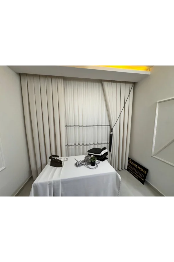 NİVEMESHOME ЛЬНЯНОЙ СТОЛОВЫЙ СКАТЕРТЬ TREND КРЕМ APM