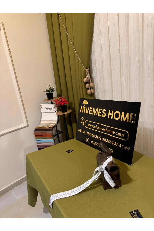NİVEMESHOME KETEN TREND MASA ÖRTÜSÜ YEŞİL APM