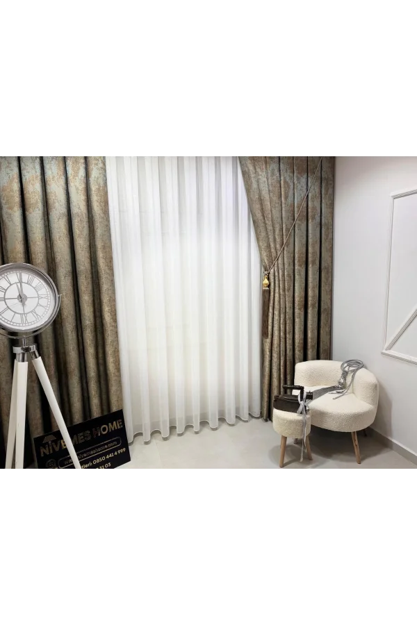 NİVEMESHOME LEINEN VOILE VORHANG EYMES SEZER WÜSTENDESIGN 1/3 DICK GEPLISSIERTE VOILE VORHANG APM