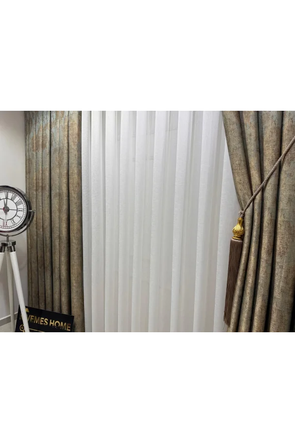 NİVEMESHOME LEINEN VOILE VORHANG EYMES SEZER WÜSTENDESIGN 1/3 DICK GEPLISSIERTE VOILE VORHANG APM