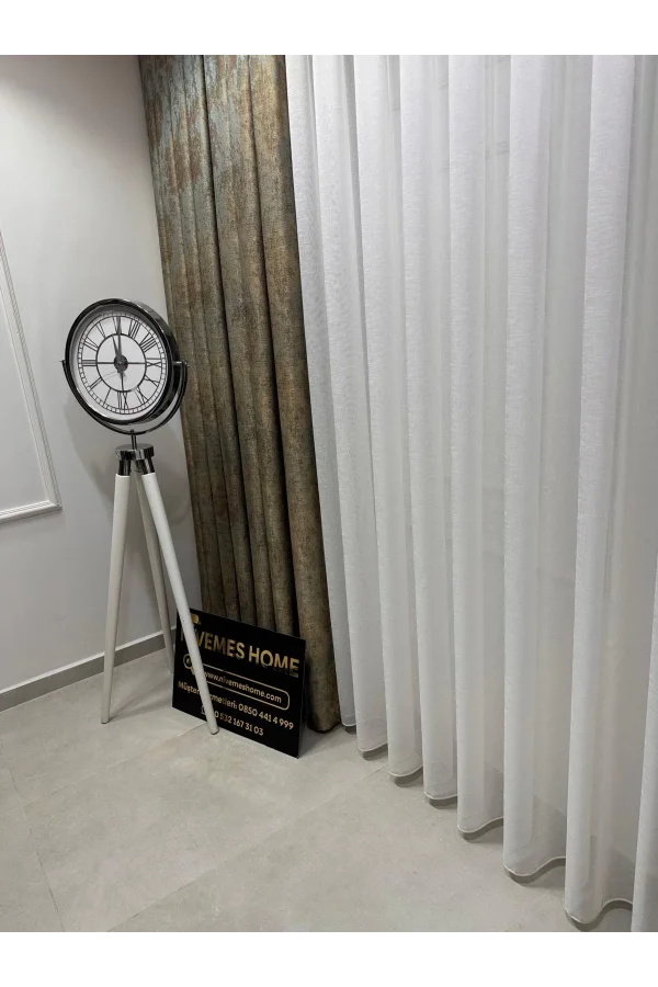 NİVEMESHOME LEINEN VOILE VORHANG EYMES SEZER WÜSTENDESIGN 1/3 DICK GEPLISSIERTE VOILE VORHANG APM