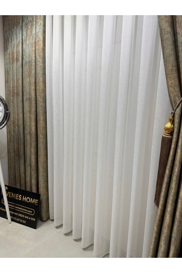 NİVEMESHOME LEINEN VOILE VORHANG EYMES SEZER WÜSTENDESIGN 1/3 DICK GEPLISSIERTE VOILE VORHANG APM