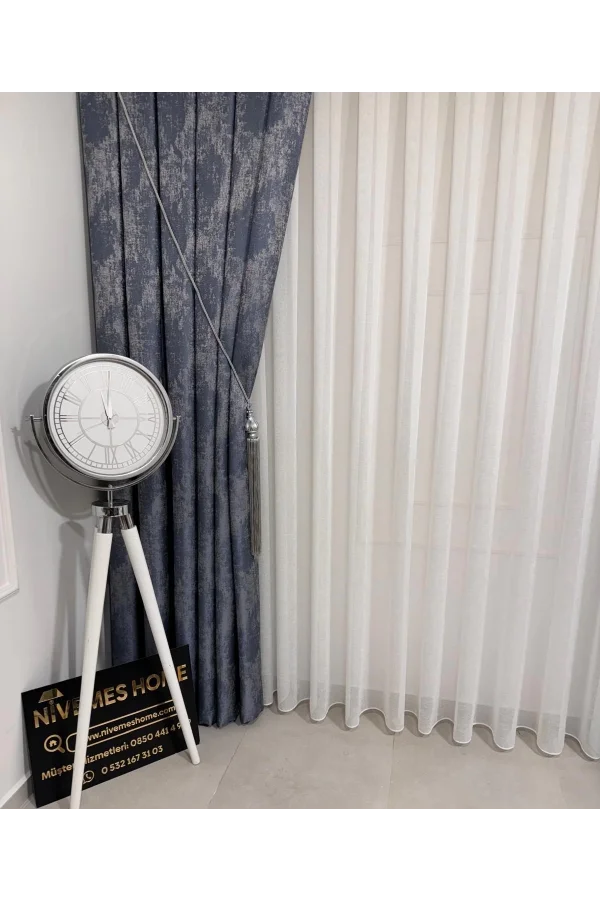 NİVEMESHOME LEINEN VOILE SHEER DESIGN 1/2.5 FOLD TULLE VORHANG APM