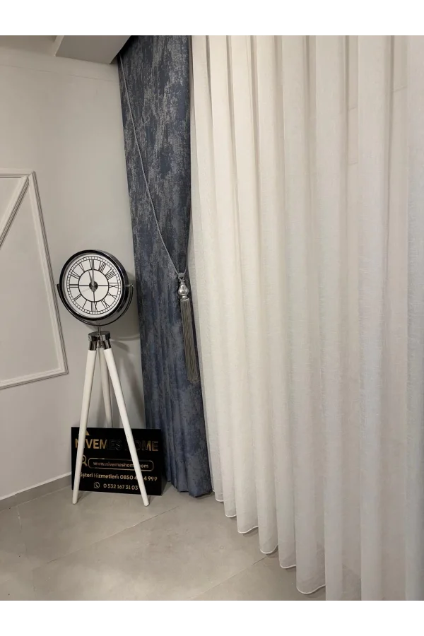 NİVEMESHOME LEINEN VOILE SHEER DESIGN 1/2.5 FOLD TULLE VORHANG APM