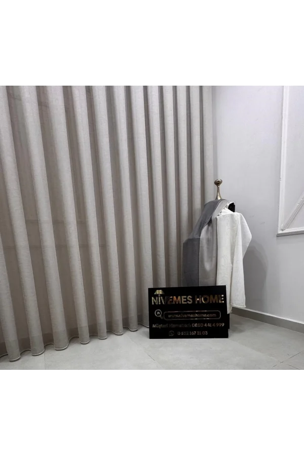 NİVEMESHOME LEINEN VOILE VIZONFARBE 1/3 DICHT GEFALTETER TÜLL VORHANG APM
