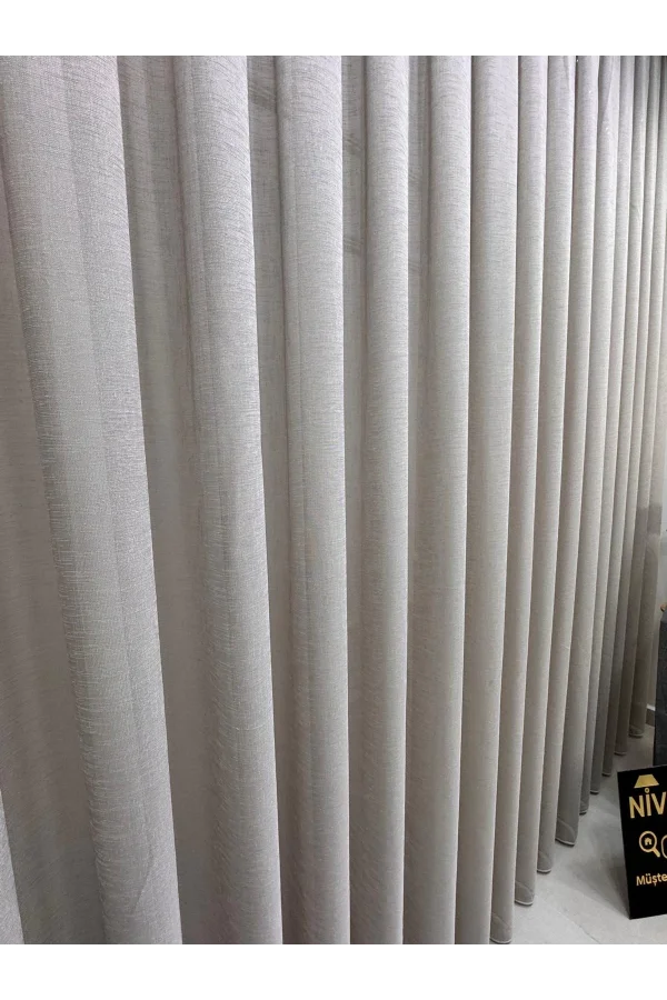 NİVEMESHOME LEINEN VOILE VIZONFARBE 1/3 DICHT GEFALTETER TÜLL VORHANG APM