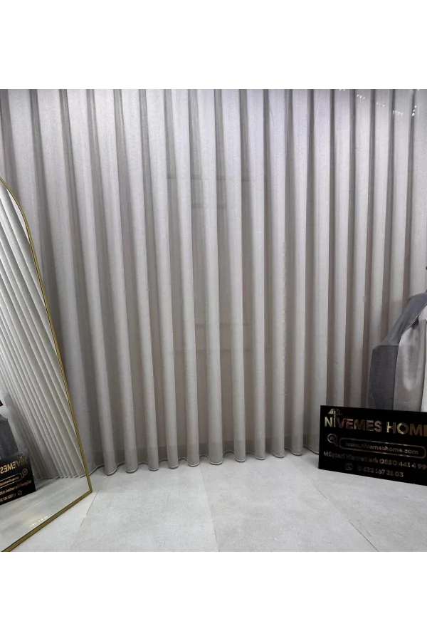 NİVEMESHOME LEINEN VOILE VIZONFARBE 1/3 DICHT GEFALTETER TÜLL VORHANG APM