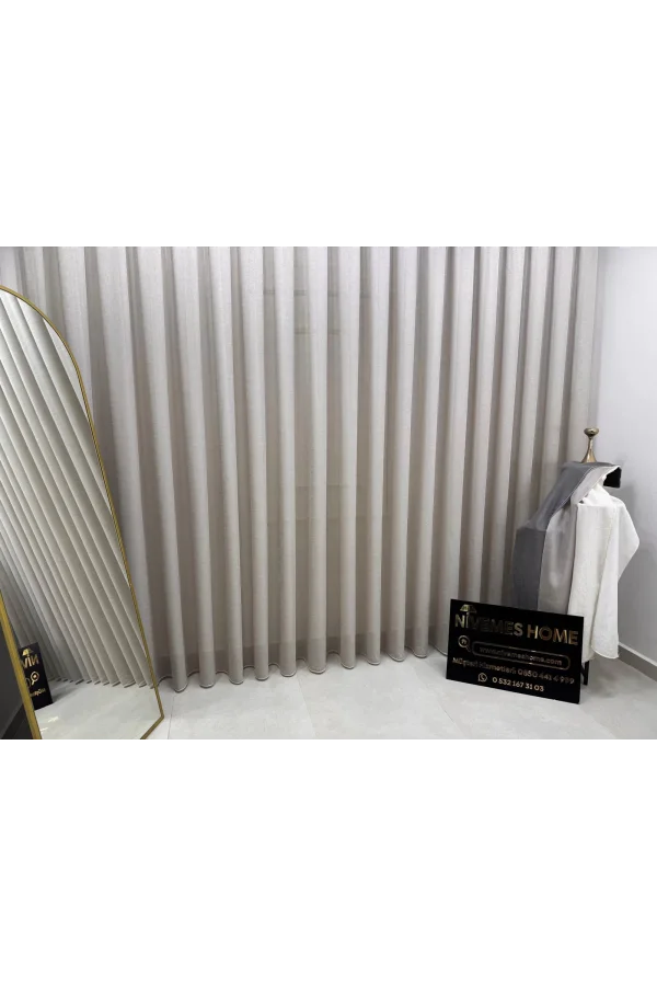 NİVEMESHOME LEINEN VOILE VIZONFARBE 1/3 DICHT GEFALTETER TÜLL VORHANG APM