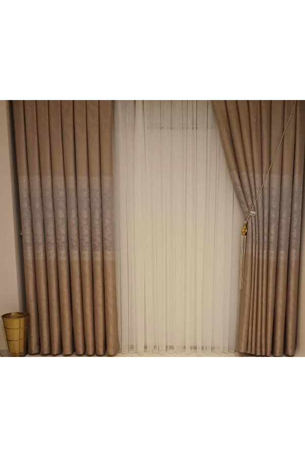 NİVEMESHOME LALİN BEJ 1/3 SIK PİLE  FON PERDE APM