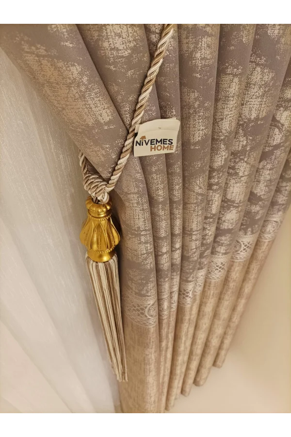 NİVEMESHOME LALİN BEJ 1/3 SIK PİLE  FON PERDE APM