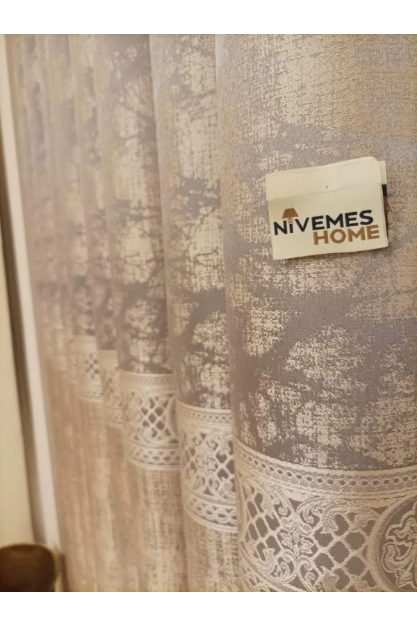 NİVEMESHOME LALİN BEJ 1/3 SIK PİLE  FON PERDE APM