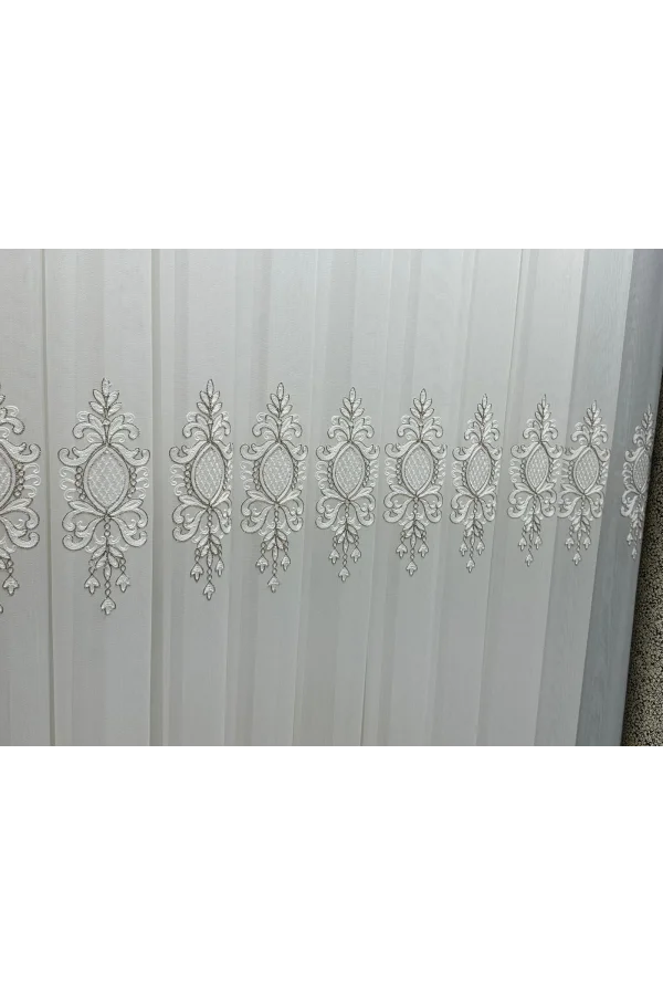 NİVEMESHOME LANTANA GOLD DETAYLI 1/3 SIK KETEN TÜL PERDE APM