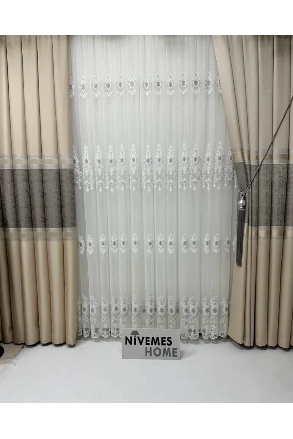 NİVEMESHOME LİBRA 1/3 SIK PİLELİ TÜL PERDE APM