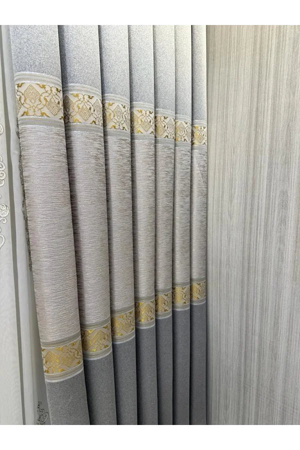 NİVEMESHOME LİKYA FT632120 V-2001 СЕРЫЙ 1/3 ГУСТОЕ НАТЯНУТОЕ ФОНОВОЕ ЗАНАВЕС