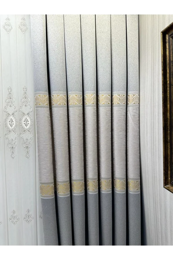 NİVEMESHOME LİKYA FT632120 V-2001 СЕРЫЙ 1/3 ГУСТОЕ НАТЯНУТОЕ ФОНОВОЕ ЗАНАВЕС