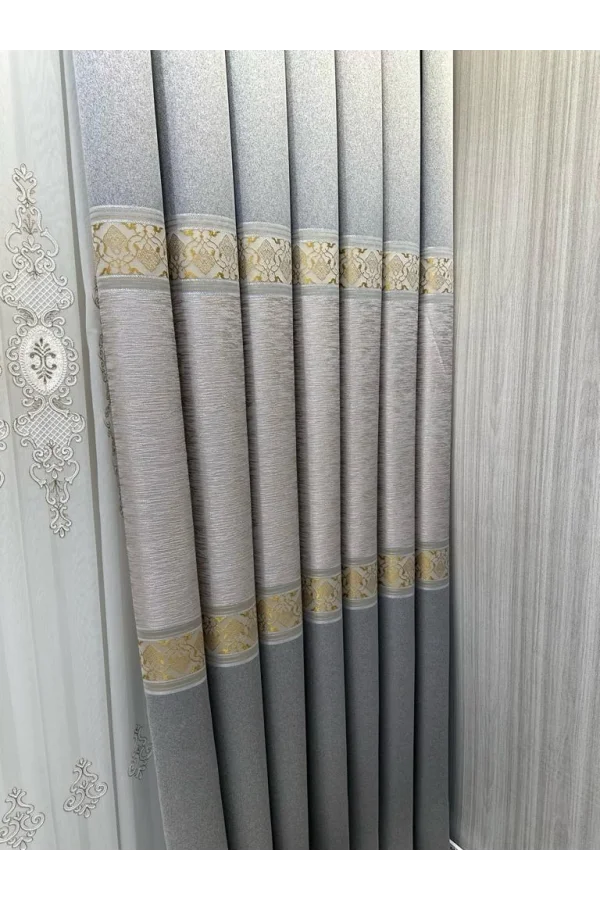 NİVEMESHOME LİKYA FT632120 V-2001 СЕРЫЙ 1/3 ГУСТОЕ НАТЯНУТОЕ ФОНОВОЕ ЗАНАВЕС