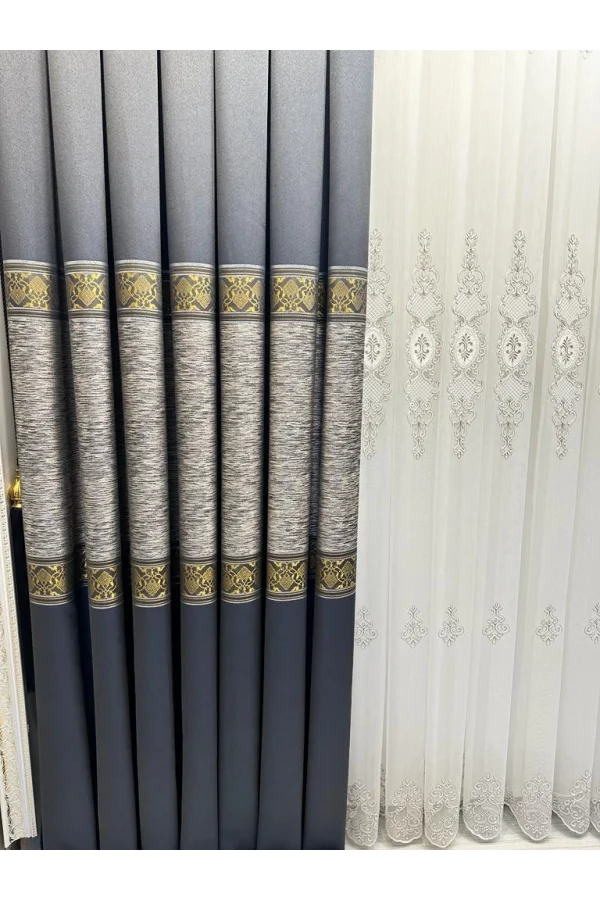 NİVEMESHOME LIKYA FT632120 V-2501 BLU DORO 1/3 TESSUTO PILE PER TENDA FONO APM