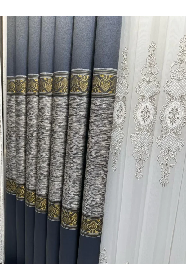 NİVEMESHOME LIKYA FT632120 V-2501 BLU DORO 1/3 TESSUTO PILE PER TENDA FONO APM