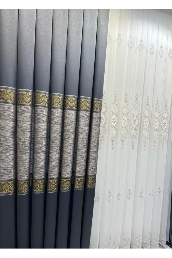 NİVEMESHOME LIKYA FT632120 V-2501 BLU DORO 1/3 TESSUTO PILE PER TENDA FONO APM