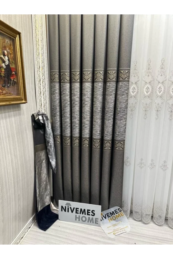 NİVEMESHOME LİKYA FT632120 V-5302 TOPRAK 1/3 SIK PİLELİ FON PERDE APM