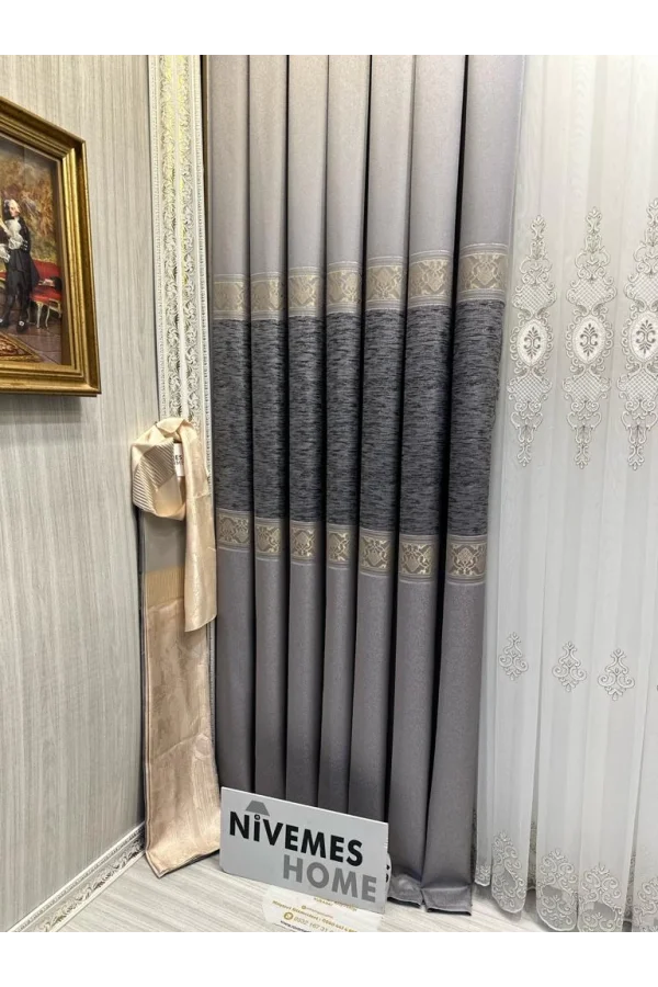 NİVEMESHOME ЛИКИЯ FT632120 V-5403 СЕРЕБРО 1/3 ПЛОТНЫЙ ЗАВИТОК ЗАНАВЕСА APM