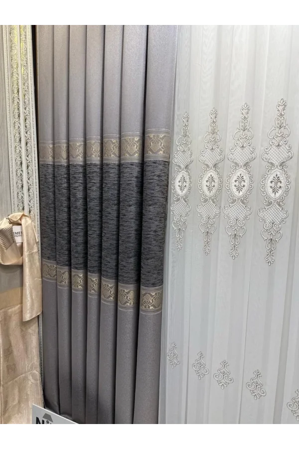 NİVEMESHOME ЛИКИЯ FT632120 V-5403 СЕРЕБРО 1/3 ПЛОТНЫЙ ЗАВИТОК ЗАНАВЕСА APM