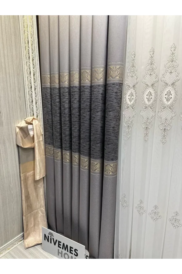 NİVEMESHOME ЛИКИЯ FT632120 V-5403 СЕРЕБРО 1/3 ПЛОТНЫЙ ЗАВИТОК ЗАНАВЕСА APM