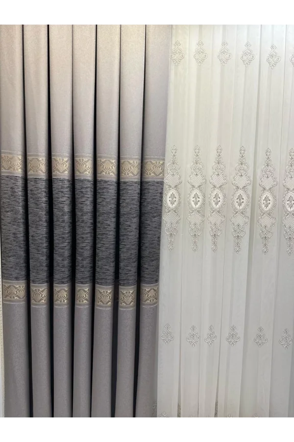 NİVEMESHOME ЛИКИЯ FT632120 V-5403 СЕРЕБРО 1/3 ПЛОТНЫЙ ЗАВИТОК ЗАНАВЕСА APM